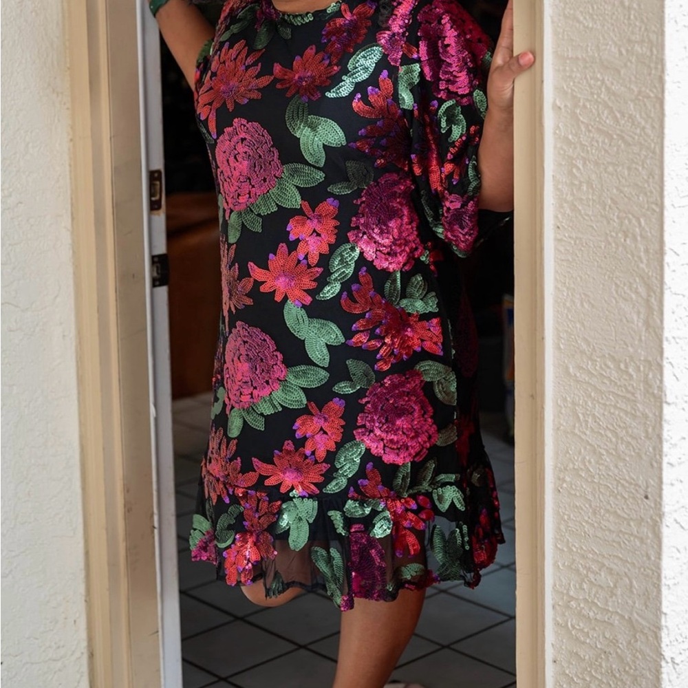 Floral Dress in Black and Pink